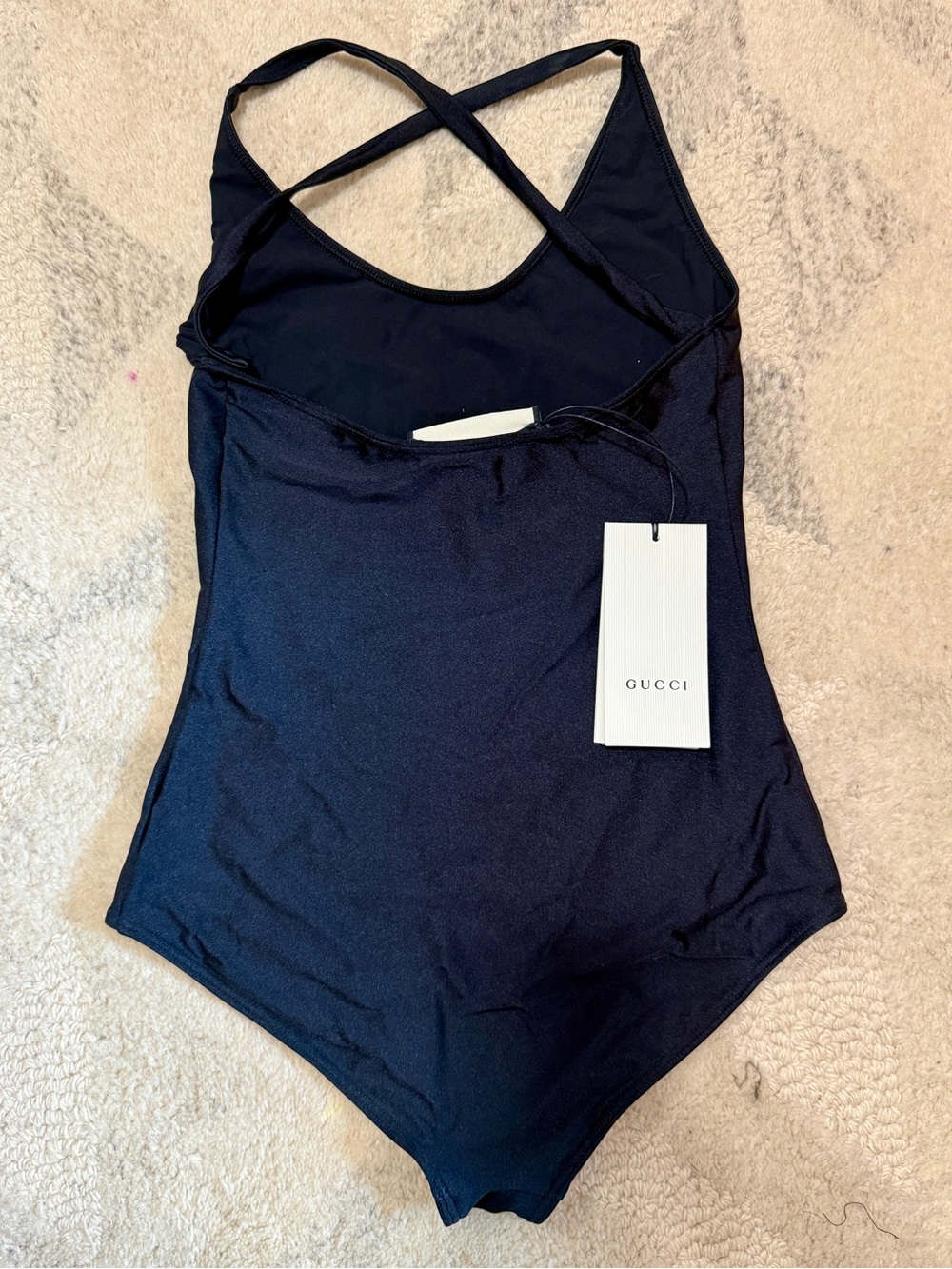 Gucci Black One-Piece Swimsuit with Green and Red Logo - Picture 3 of 4